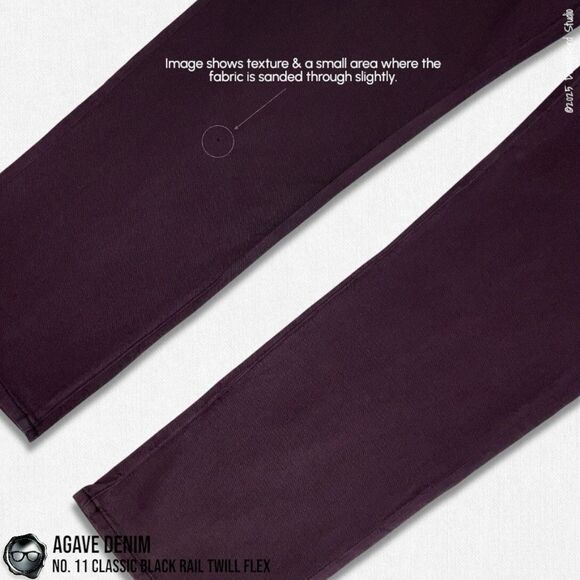 AGAVE DENIM NO. 11 CLASSIC BLACK RAIL TWILL FLEX JEANS IN RAISIN MEN’S SIZE 36 - Picture 13 of 16